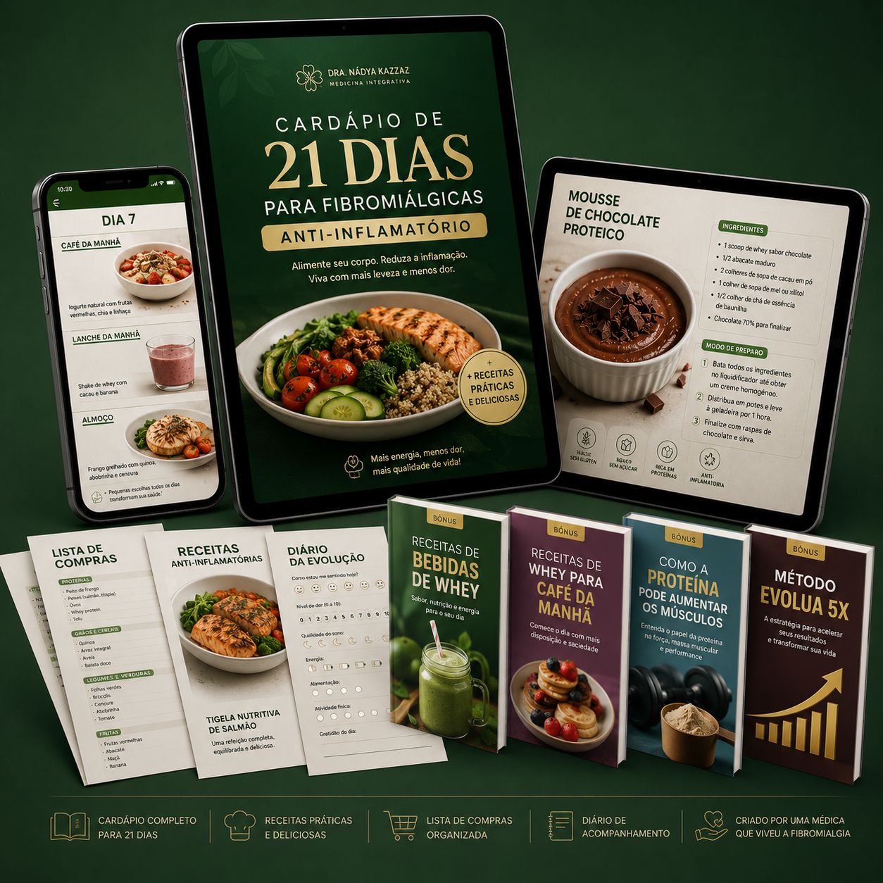 Cardápio Anti-Inflamatório 21 Dias — tablet, smartphone e bônus